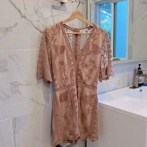 Mauve pink lace romper